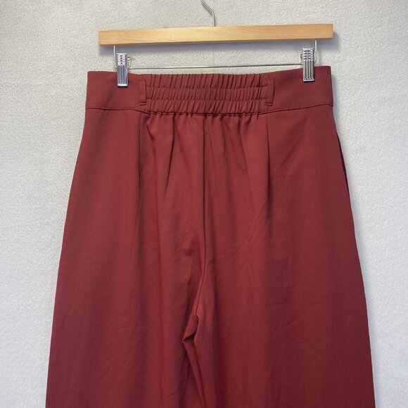 Halara Pleated Wide Leg Pants Womens Medium Petite MP Red High Rise Elastic - Picture 12 of 14